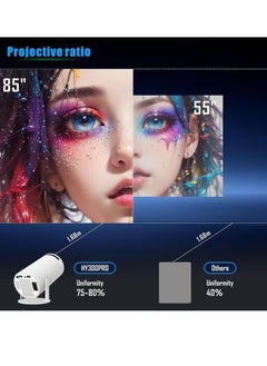 TIGER HY300 Pro Mini Projector – Portable Smart Projector with 180° Rotation, 4K+ Support, WiFi 6 (5G), Bluetooth 5.0, Auto Keystone Correction – Compatible with Android 13.0, TV Stick, HDMI, USB, TF Card & Audio Devices – Perfect for Home Theater, Movies, Gaming & Presentations  - Image 3