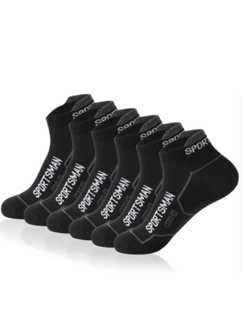 SPORTSMAN 3 Pairs Ankle Athletic Running Socks Low Cut Sports Tab Socks for Men and Women Black  - Image 3