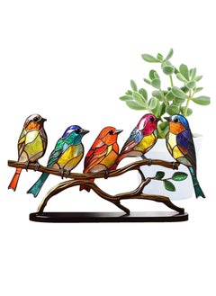 NajmStyle Stained Birds on Branch Desktop Ornaments,Metal Vivid Craft Desktop Ornaments for Home Office Decor,Bird Series Metal Decorations, Gift for Housewarming Decor and Bird Lover  - Image 1