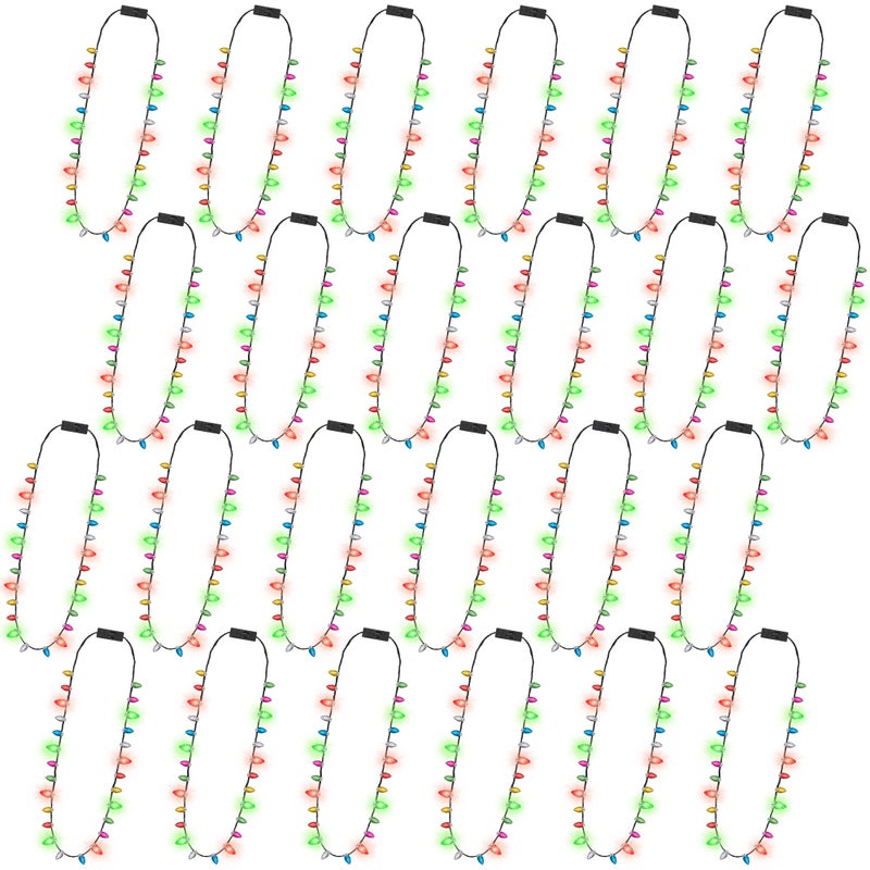 Traplace 24PCS Christmas Light Necklace 3 Glow Modes Christmas Party Favors Xmas Lights Necklace Christmas Accessories with 8 Colorful Bulbs for Xmas Decorations Ugly Sweater Holiday Gathering Decor - Image 3