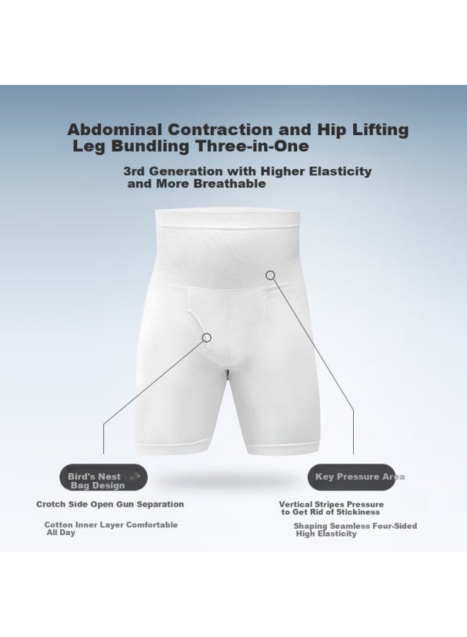 Livex High-waisted Slimming Tummy Control Underwear For Men, Beer Belly Reduction Sports Waist Trimmer Leg Shaper Tight-fitting Boxer Briefs Large Size Fat Concealing Miracle Worker
