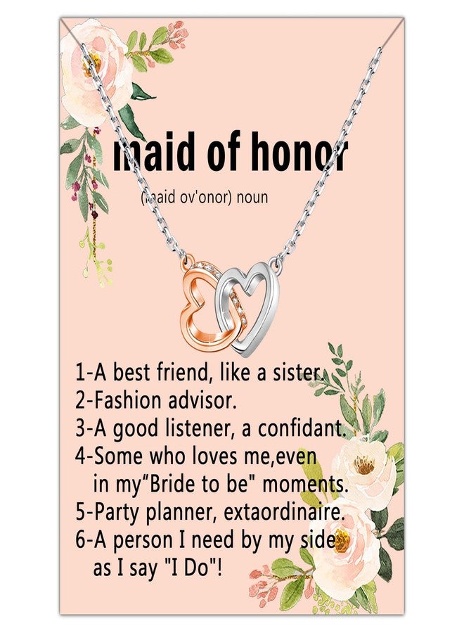 MYOSPARK Maid of Honor Necklace Gift Bridesmaid Proposal Gift Bridal Shower Gift for Maid of Honor Thank You Bride Friend Necklace (Maid of Honor Card NL) - Image 1