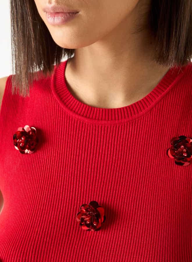 2Xtremz Floral Accent Sleeveless T-shirt with Crew Neck - Image 4