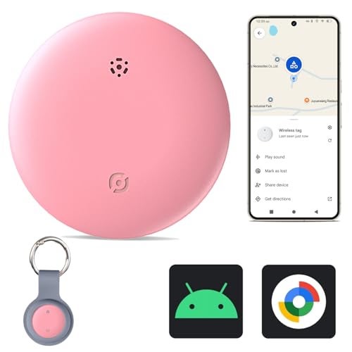Reyke Tracker Device for Android, Air Smart Tag Compatible with Google Find My (Android Only), Key Finder for Keys, Luggage, Suitcase, Wallet, IP66 Waterproof, Pink - Image 1