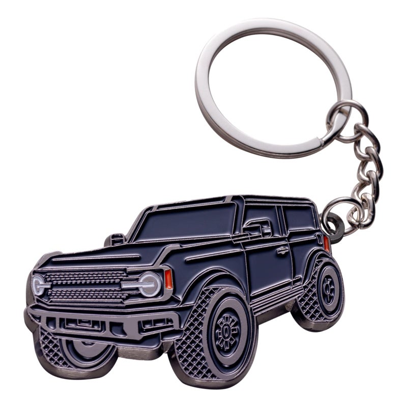 SINLAKUA for Bronco Keychain 4 door key chain Fob Cover Cool Mods Key Chain Sport Accessories compatible with Ford Bronco 2021 2022 2023Black