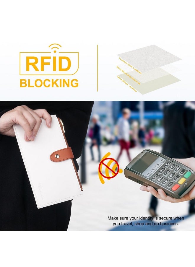 Travelambo Womens Wallet Rfid Blocking Wallet For Women Bifold Slim Credit Card Holder For Women With 16 Card Slots1 Id Window And 2 Zipper Pockets(Beige & Brown)  - Image 2