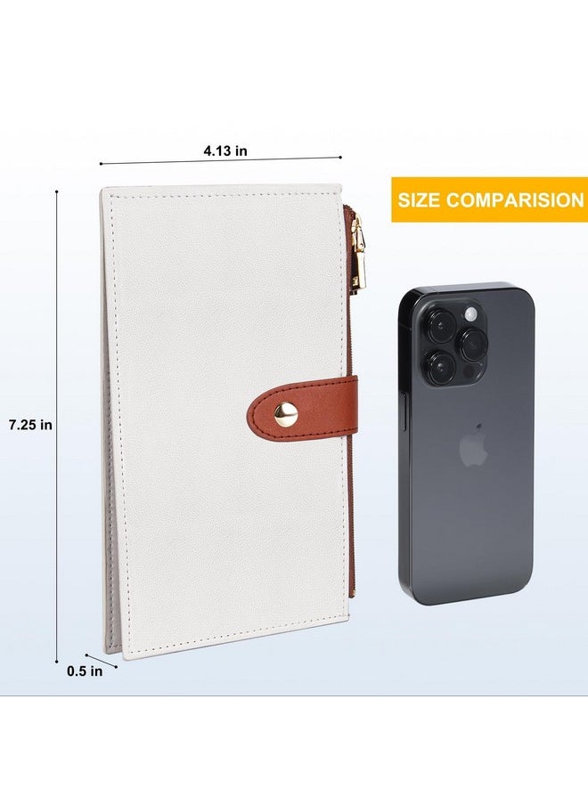 Travelambo Womens Wallet Rfid Blocking Wallet For Women Bifold Slim Credit Card Holder For Women With 16 Card Slots1 Id Window And 2 Zipper Pockets(Beige & Brown)  - Image 3