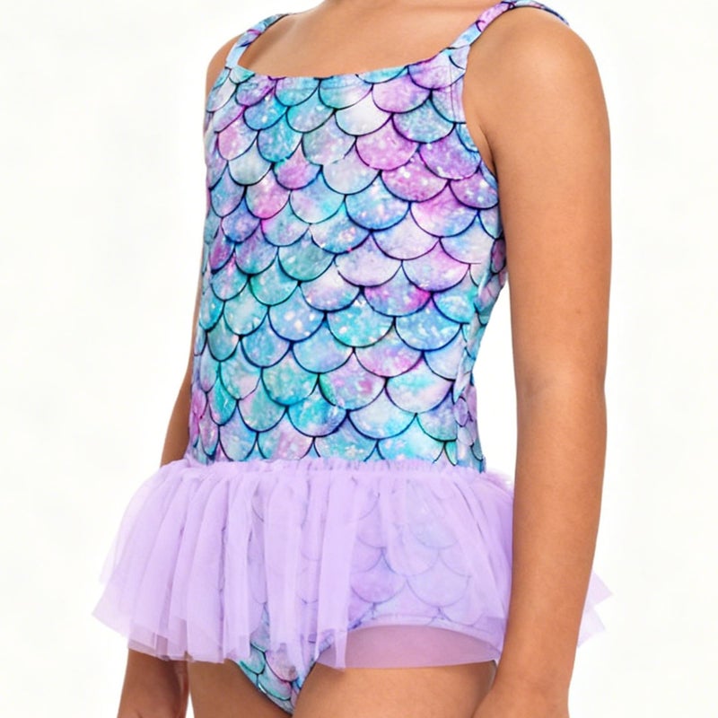 swimsobo Toddler Girls Swimsuits 4T 5T 1 Piece Mermaid Bathing Suit Cute Tutu Swimwear - Image 2