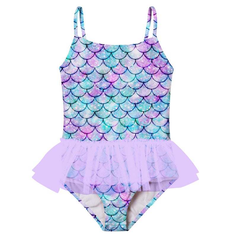 swimsobo Toddler Girls Swimsuits 4T 5T 1 Piece Mermaid Bathing Suit Cute Tutu Swimwear - Image 1
