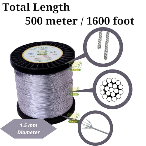Agriansh 1.5mm Galvanized Clutch Wire for Fencing (500 Meter, 5kg) – 7-Strand High Conductivity Mixed Metal Steel & Copper Wire for Jhatka Machine, Solar Fencing System & Boundary Protection - Image 4