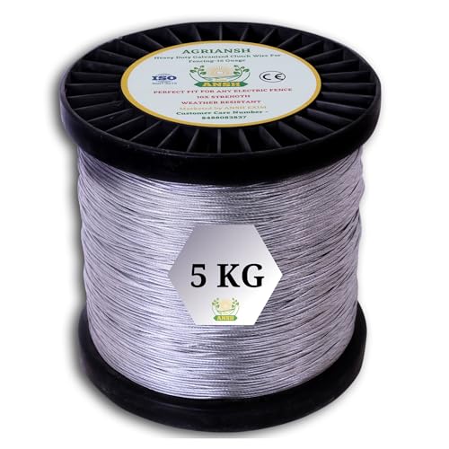 Agriansh 1.5mm Galvanized Clutch Wire for Fencing (500 Meter, 5kg) – 7-Strand High Conductivity Mixed Metal Steel & Copper Wire for Jhatka Machine, Solar Fencing System & Boundary Protection - Image 1