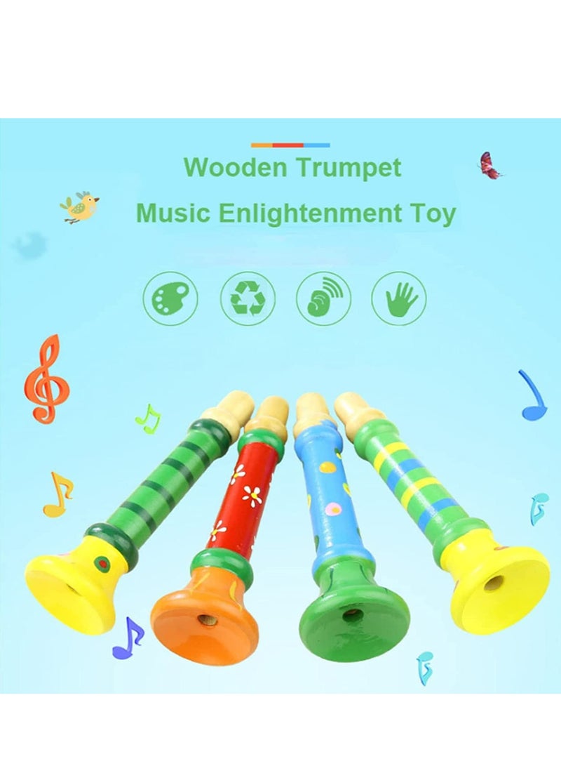 SYOSI 10 Pieces Small Wooden Trumpet, Colorful Piccolo Flute for Kids Musical Instruments for Children, Early Education Develop for 3+ Year Age, Boys Girls, School (Random Colors) - Image 5