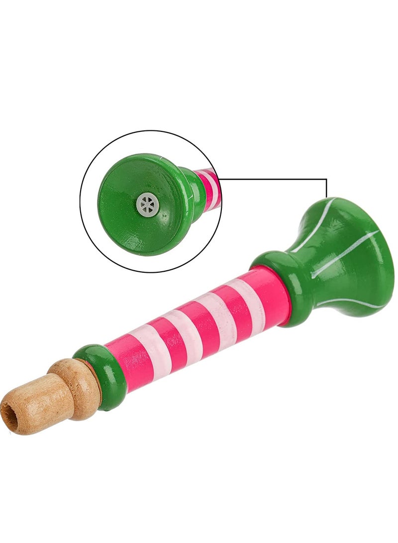 SYOSI 10 Pieces Small Wooden Trumpet, Colorful Piccolo Flute for Kids Musical Instruments for Children, Early Education Develop for 3+ Year Age, Boys Girls, School (Random Colors) - Image 4