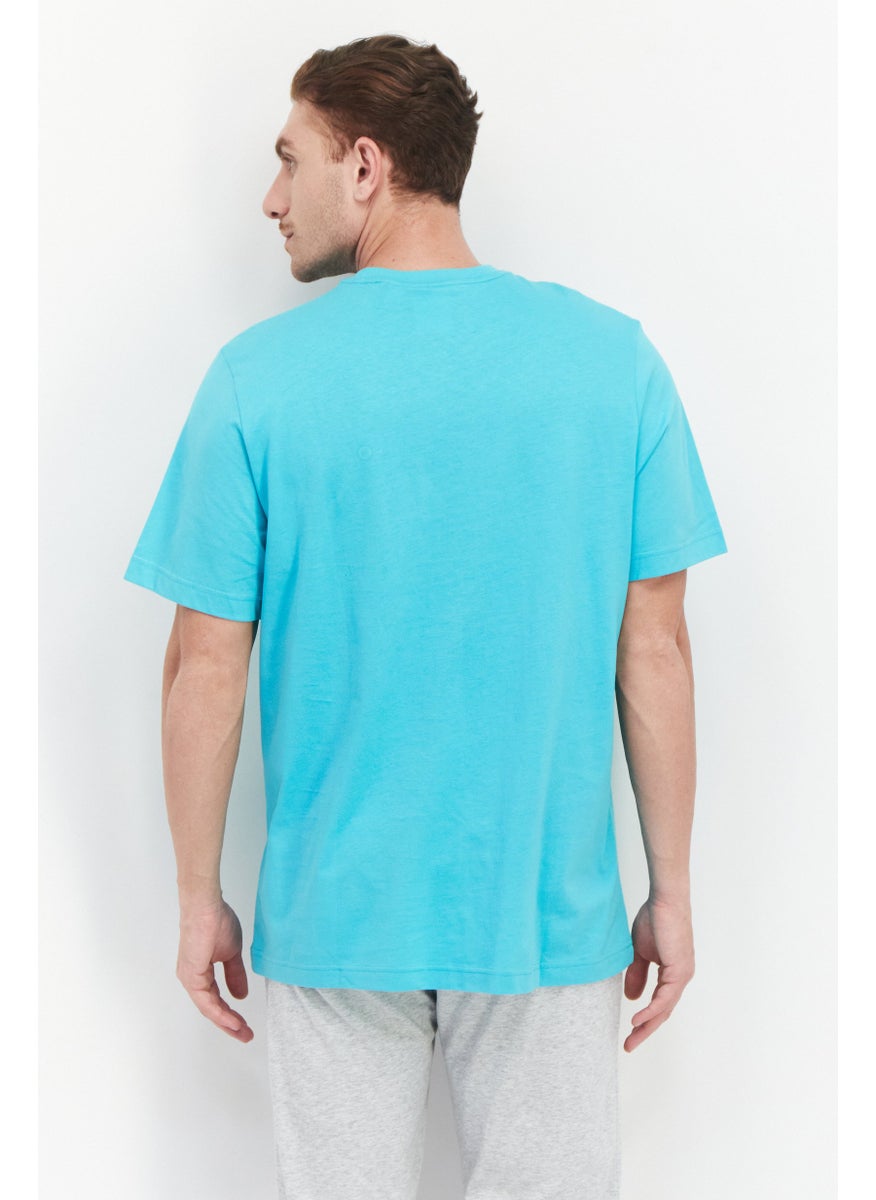 adidas Originals - Men Sport Fit Brand Logo Outdoor T-Shirt, Blue - Image 1
