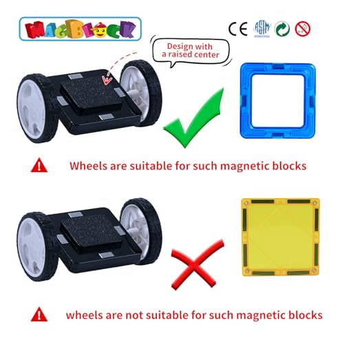 MAGBLOCK 4 Pcs Wheels Set for Hole Magnetic Building Blocks Not for NonHole Magnetic Tiles Wheel Bases for Kids Construction Magnet Toys Build Trains Cars Trucks Magnets Not Included - Image 5