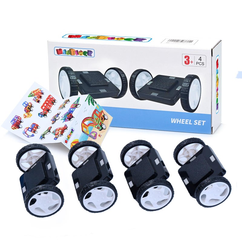 MAGBLOCK 4 Pcs Wheels Set for Hole Magnetic Building Blocks Not for NonHole Magnetic Tiles Wheel Bases for Kids Construction Magnet Toys Build Trains Cars Trucks Magnets Not Included - Image 4
