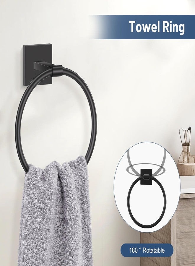 TURS 5-Pieces Matte Black Bathroom Hardware Set 23.6 Inch SUS304 Stainless Steel Towel Bar Set Wall Mounted Square Toilet Paper Holder with Shelf - Image 3