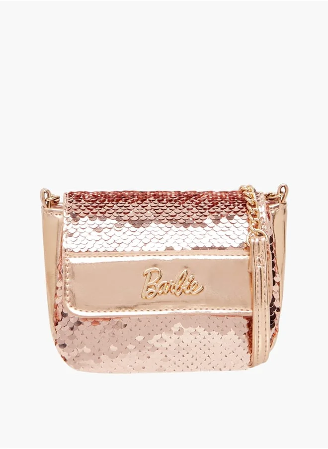 Barbie Girls All-Over Embellished Crossbody Bag with Button Closure