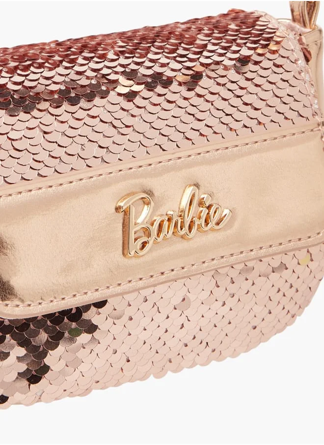 Barbie Girls All-Over Embellished Crossbody Bag with Button Closure