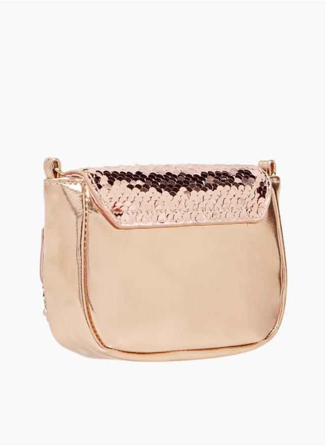 Barbie Girls All-Over Embellished Crossbody Bag with Button Closure