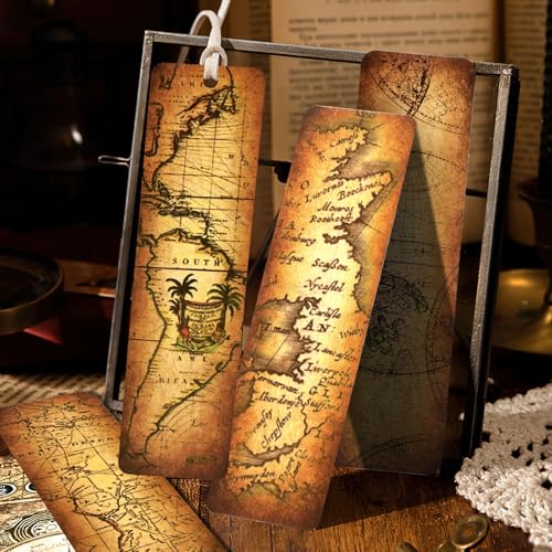 GSCWLD 30 PCS Vintage Map Bookmarks,Cardboard Bookmarks for Men Women Book Lovers Students,Retro Paper Bookmark Reading Page Markers - Image 4
