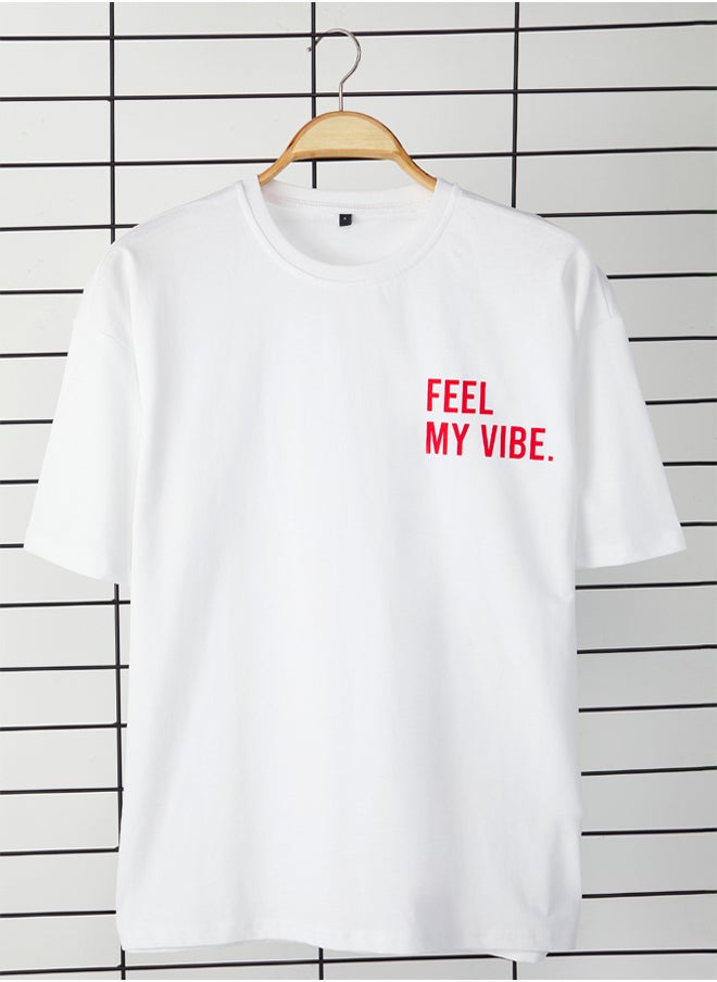 trendyol White Unisex Oversize/Wide Cut Slogan Printed 100% Cotton T-Shirt  - Image 2