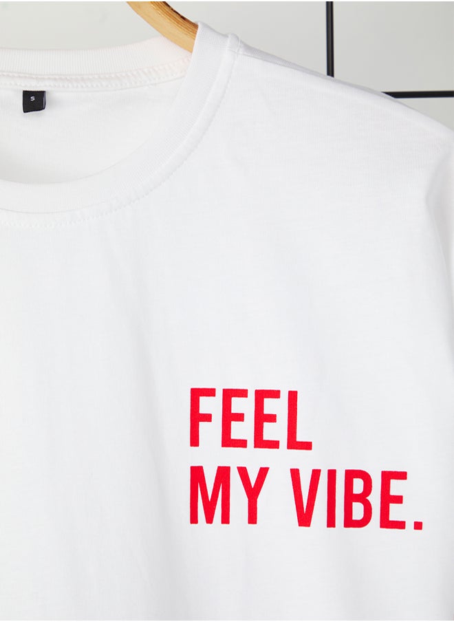 trendyol White Unisex Oversize/Wide Cut Slogan Printed 100% Cotton T-Shirt  - Image 4