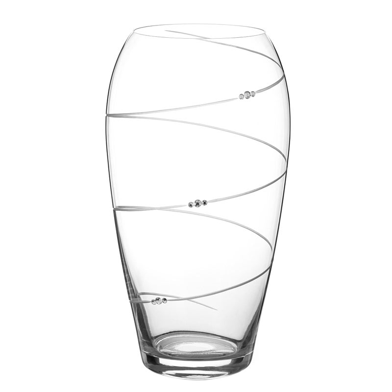 DIAMANTE Swarovski Crystal Vase  Swirl  Hand Cut Design with Swarovski Crystals  29cm