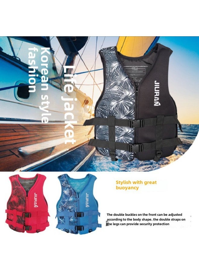 Generic Adult Marine Work Life Vest Outdoor Water Flood Control Rescue Vest Large Buoyancy Fishing Rapids Life Vest-Color:Blue Maple Leaf S - Image 2