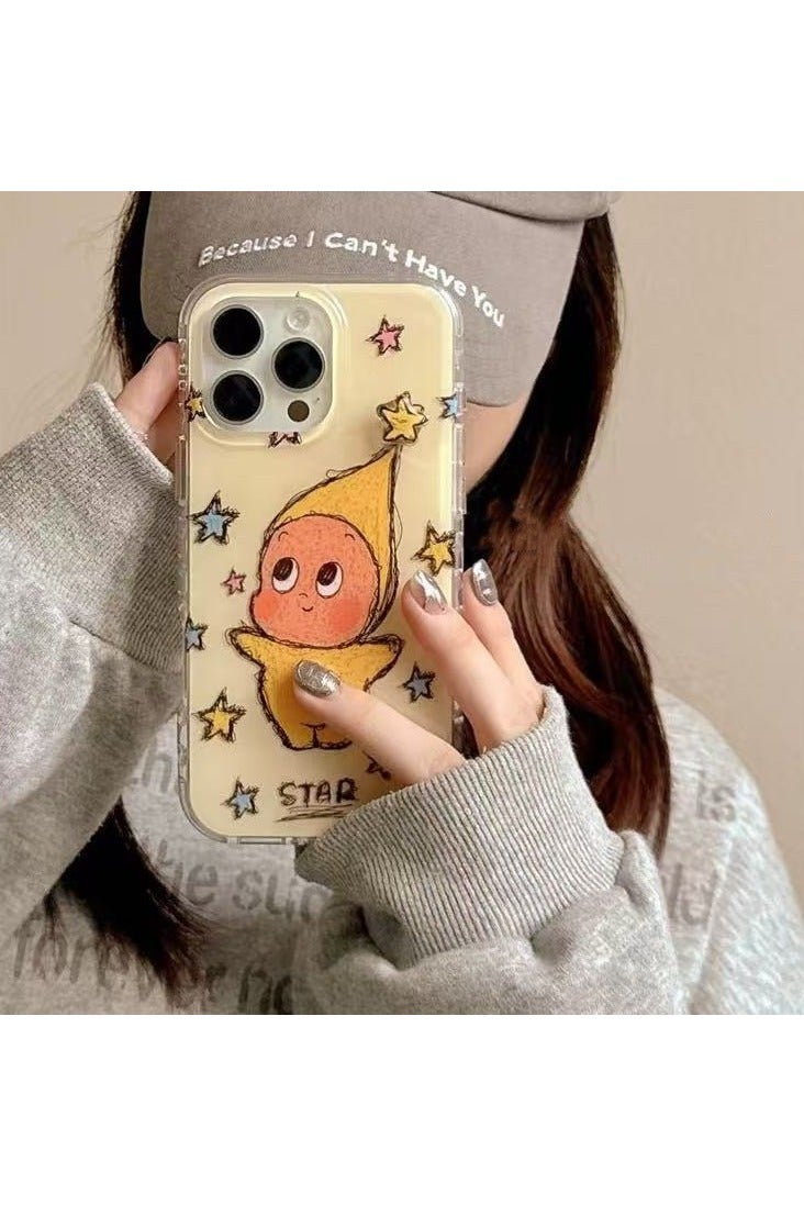 general Compatible with iPhone 16/15/14 Pro Max protective case, cute cartoon star-shaped character, chain-style anti-drop case. - Image 3