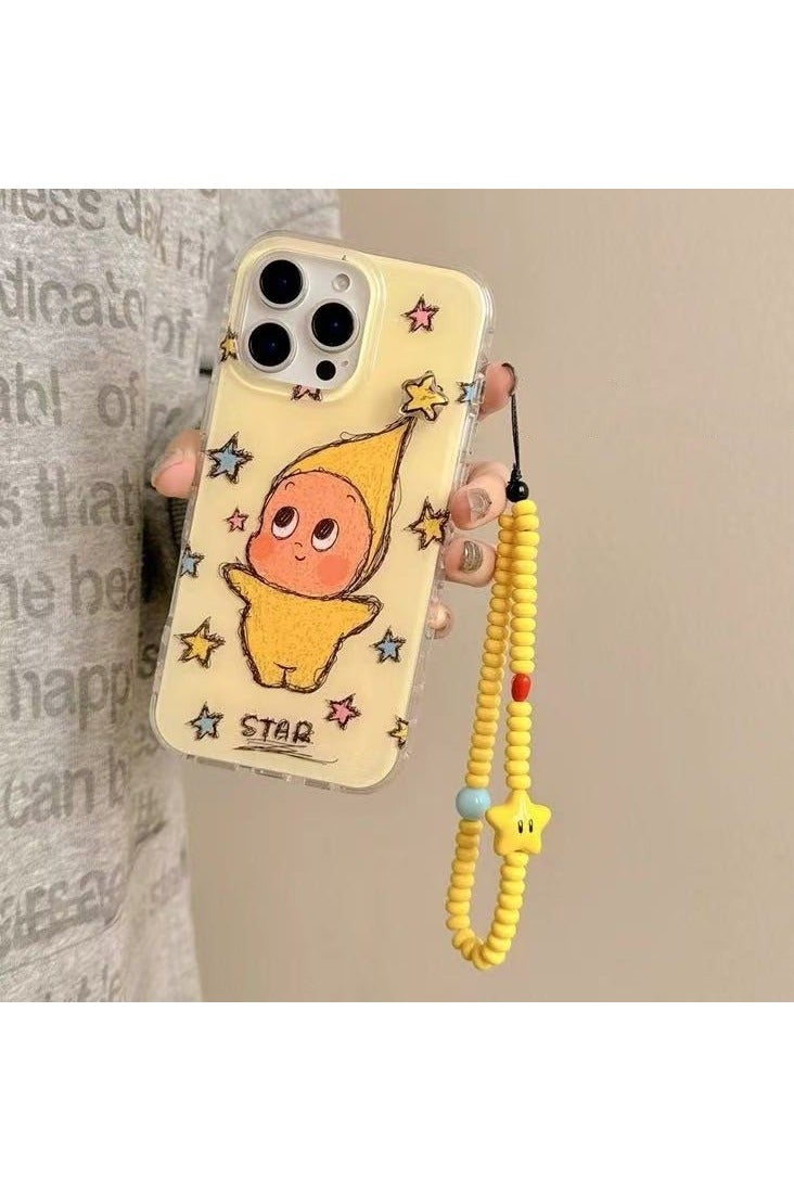 general Compatible with iPhone 16/15/14 Pro Max protective case, cute cartoon star-shaped character, chain-style anti-drop case. - Image 2