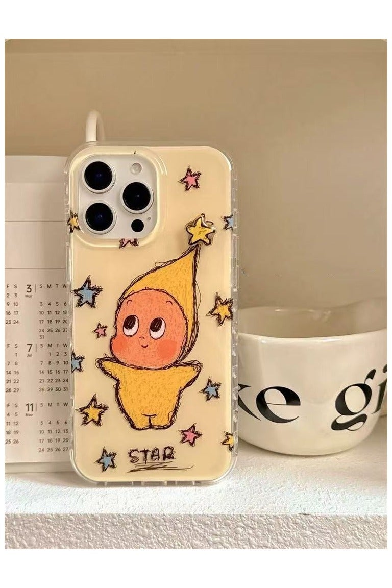 general Compatible with iPhone 16/15/14 Pro Max protective case, cute cartoon star-shaped character, chain-style anti-drop case. - Image 4