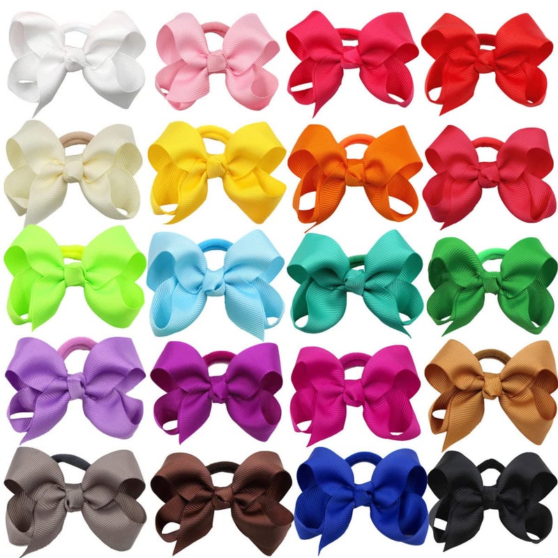 ZOONAI 3 Inch Baby Girl Hair Bows Elastic Hair Tie Accessories Bow Ponytail Holder  Set of 2 White - Image 5