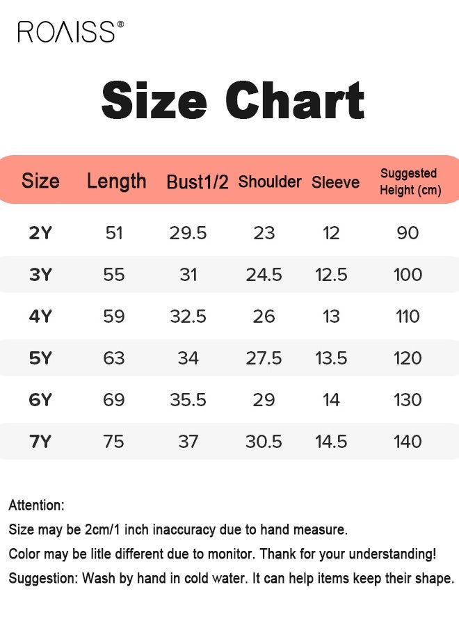 roaiss Girl's Summer Dress with Adorable Patterns, Cotton Short Sleeve Dress, Casual Stylish Sundress for Little Girls, Suitable for Daily Wear or Any Occasion  - Image 4