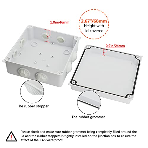 LeMotech ABS Plastic Dustproof Waterproof IP65 Junction Box Universal Electrical Project Enclosure White 5.9 x 5.9 x 2.8 inch (150 x 150 x 70 mm) - Image 4