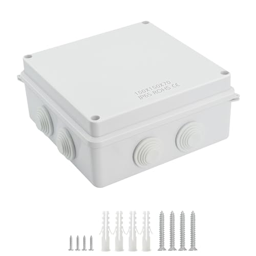 LeMotech ABS Plastic Dustproof Waterproof IP65 Junction Box Universal Electrical Project Enclosure White 5.9 x 5.9 x 2.8 inch (150 x 150 x 70 mm) - Image 1
