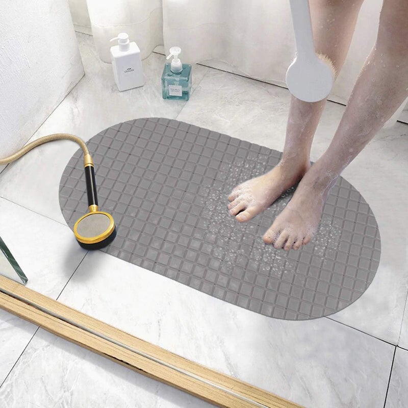 SHRBI Premium PVC Silicone Skid Multipurpose Rubber MatBathroomFlexible Simple Thickened Nonslip Soft Floor Mat for Indoor Outdoor Foot Sticky Gray - Image 2