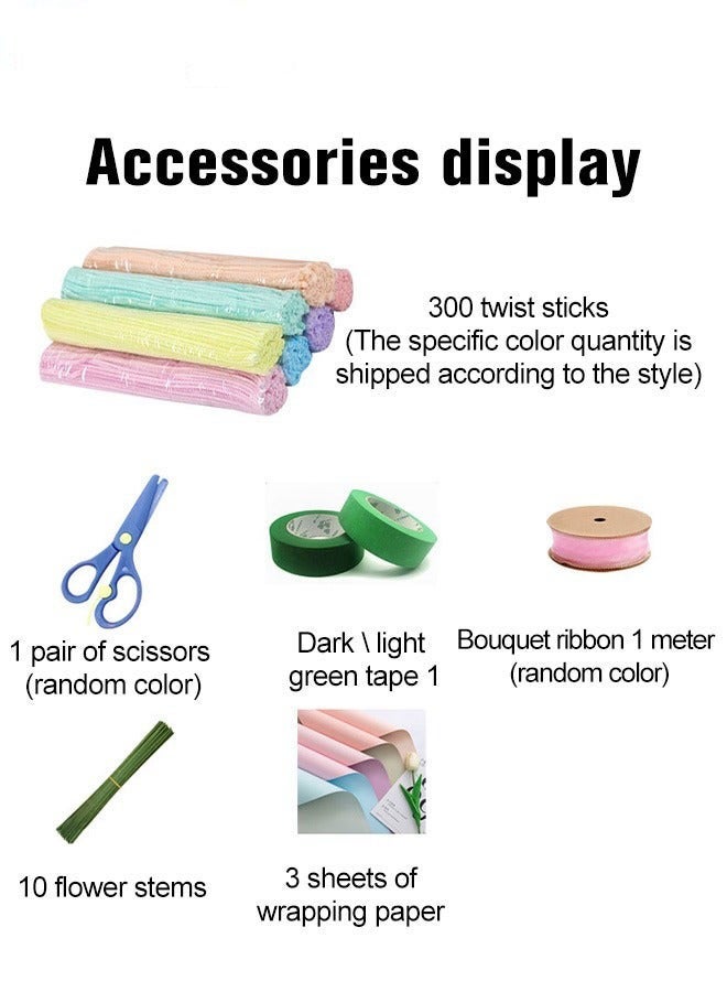 DURKU DIY Freesia Blossoms Bouquet Kit with Abundant Supplies for Flower Crafting, Includes 10 Sturdy Flower Stems, Chenille Stems, Fuzzy Sticks, Perfect for Arts and Crafts, Great Gift for Loved Ones - Image 3