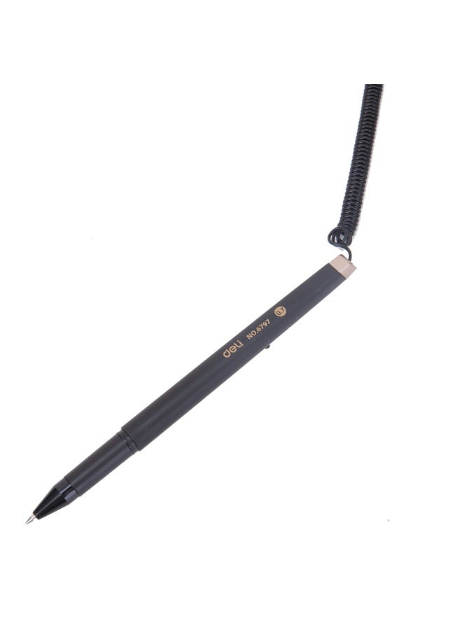 Deli 0.7 mm Bullet Tip Desk Pen Stand with Rotatable Base and Metallic Finish – Blue - Image 3