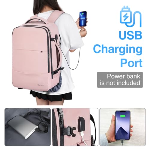 Taygeer Rolling Backpack for women, 17 inch Travel Laptop Backpack with Wheels & Shoe Pouch, Large Wheeled Back Pack Carry on Luggage, Overnight College Work Suitcase Bag Roller Mochila Adult, Pink - Image 5