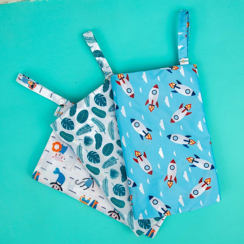 babygoal Wet Dry Bags for Baby Cloth Diapers, Washable Travel Bags, Beach, Pool, Gym Bag for Swimsuits & Wet Clothes with Two Zippered Pockets 3 Pack, 3LN12 - Image 5