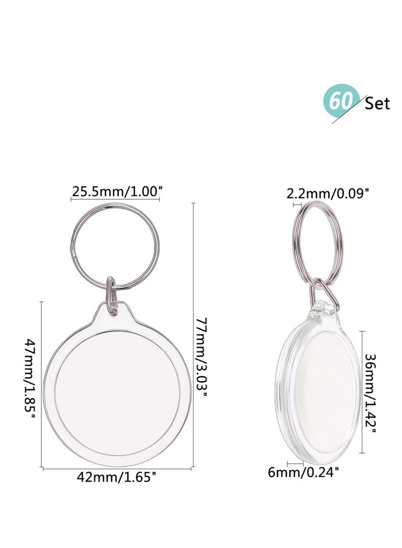 SYOSI Acrylic Photo Frame Keychain Holder 60 Pieces DIY Photo Insert Keychain Clear Round Acrylic Picture Keychains Frame Key Chain Snap-In Custom Insert Photo Keyring for Family Couple Friend Pet Dog - Image 5