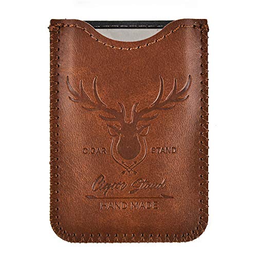 menesia Stainless Foldable Cigar Stand Holder with Brown Travel PU Leather Case,Lightweight Steel Portable Cigar Cigarette Display Shelf Tray - Image 3