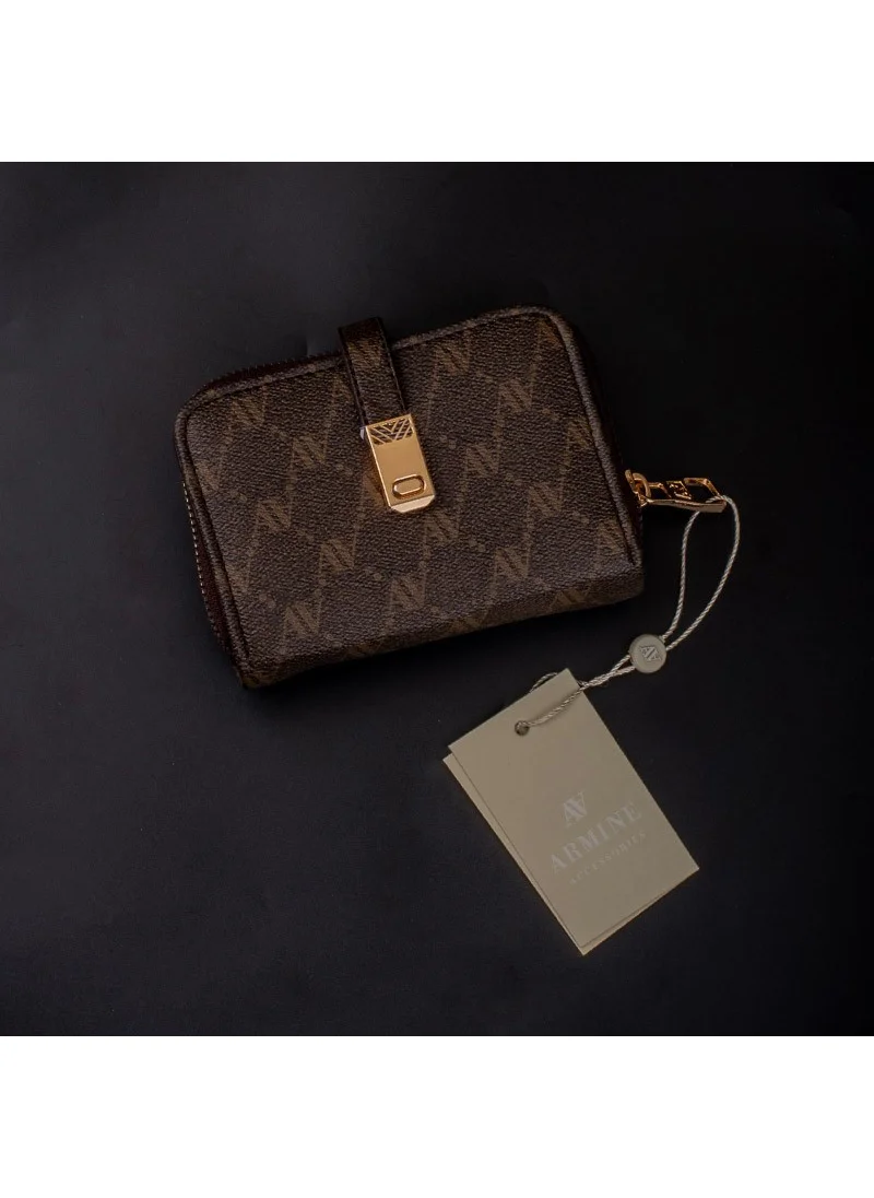 ARMINE Brown Dotted Pattern Women's Small Wallet