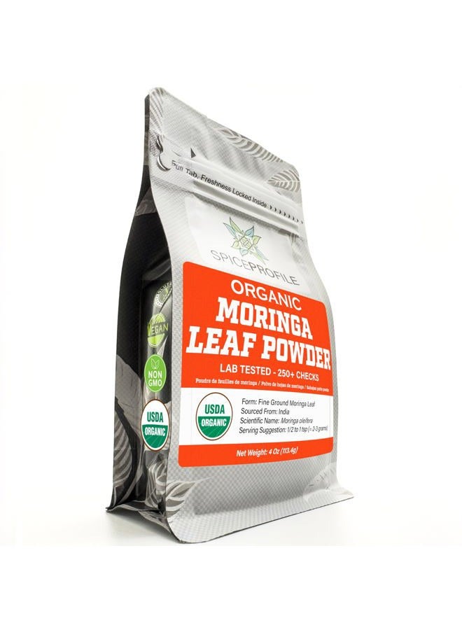 Spice Profile USDA Organic Moringa Powder, Lab Tested for Heavy Metals, Resealable 4 oz Pouch, Moringa Patta Powder, Polvo de Hoja de Moringa - Image 1