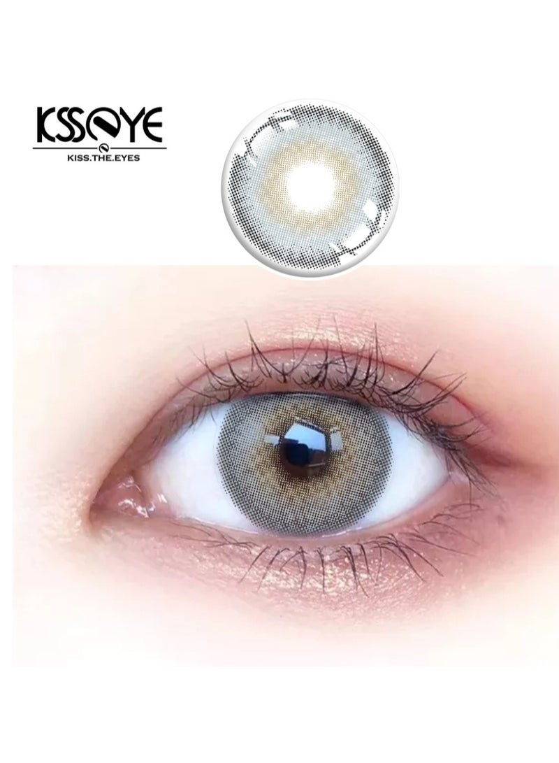 عين كي اس اس عدسات لاصقة تجميلية سنوية للجنسين باللون الرمادي، مجموعة مكبرة مع حافظة - Image 1