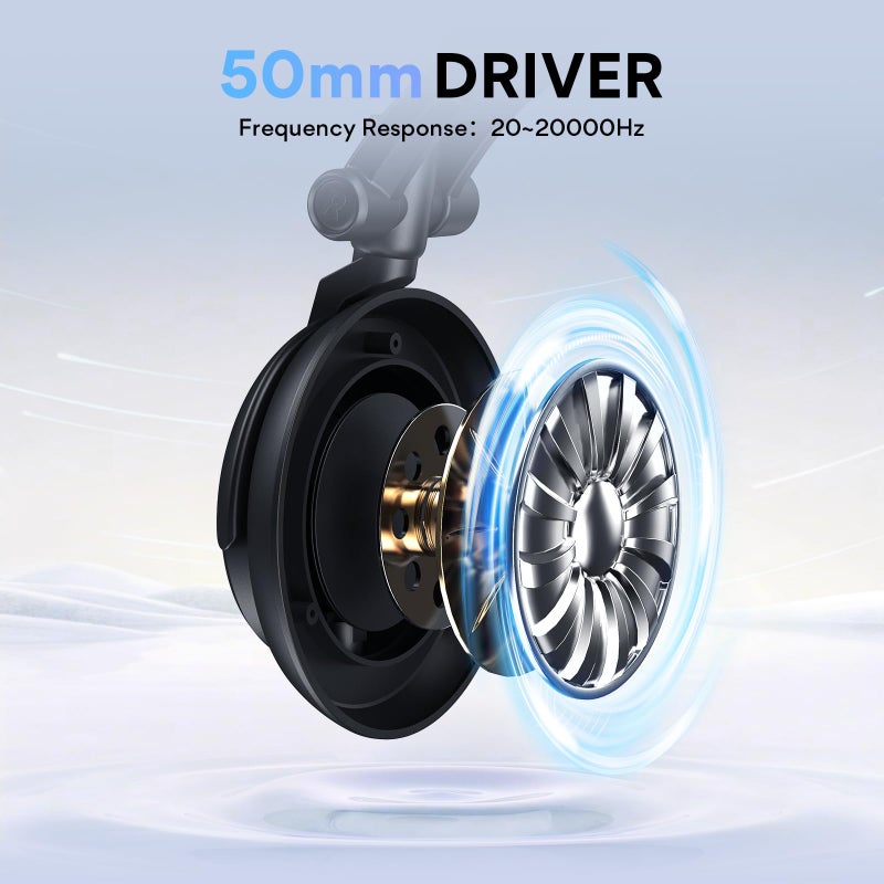 Maono سماعات استوديو MAONO 50MM AU-MH601 فوق الأذن ستيريو مونيتور مغلقة للظهر للموسيقى، DJ، البودكاست (أسود) - Image 2