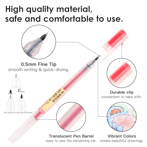 HANKU Fine Tip Colored Gel Pens, 28-Count 0.5mm Fine Point Pen, Smooth Writing Pens No Bleed Through, Ballpoint Planner Pen for Bible Journaling, Adult Coloring, Note Taking, Office School Supplies - Image 4