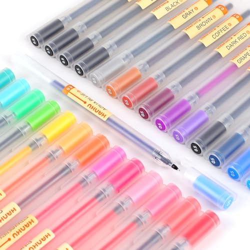 HANKU Fine Tip Colored Gel Pens, 28-Count 0.5mm Fine Point Pen, Smooth Writing Pens No Bleed Through, Ballpoint Planner Pen for Bible Journaling, Adult Coloring, Note Taking, Office School Supplies - Image 2