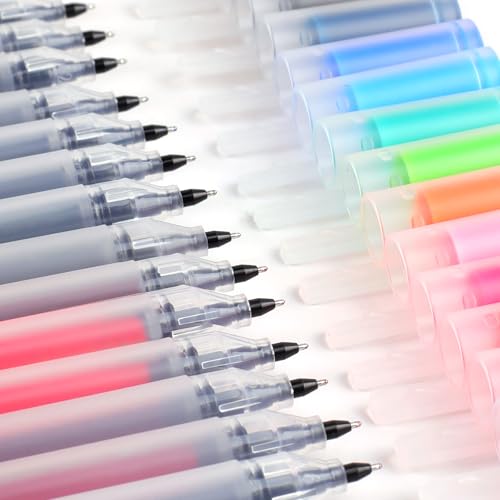 HANKU Fine Tip Colored Gel Pens, 28-Count 0.5mm Fine Point Pen, Smooth Writing Pens No Bleed Through, Ballpoint Planner Pen for Bible Journaling, Adult Coloring, Note Taking, Office School Supplies - Image 3